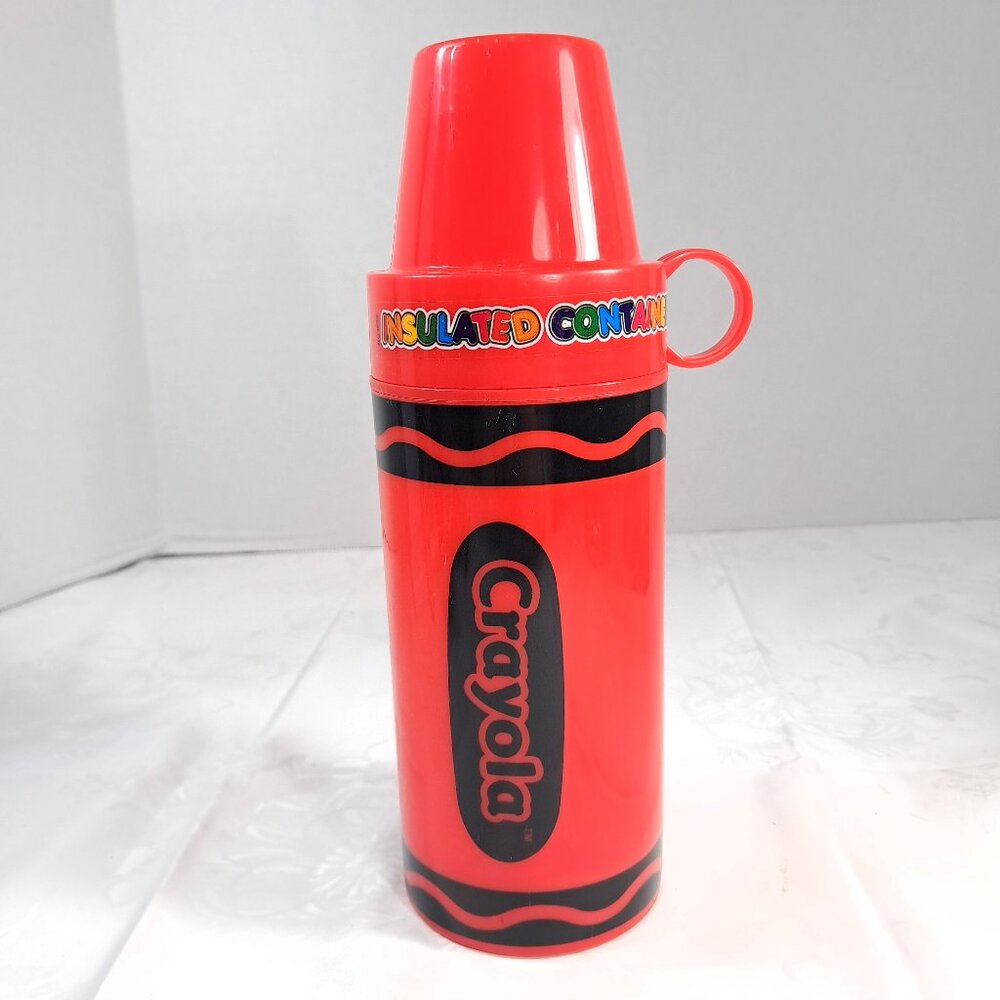 Crayola crayon Insulated Container thermos‎ soup mug cup lid red 2010 plastic